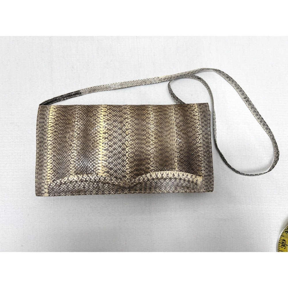 Unbranded Snakeskin Crossbody Bag Womens Medium Brown Good Vintage Exotic Python